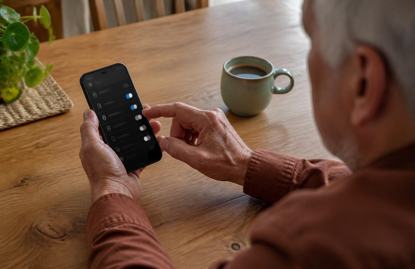 Person prüft die Datenschutzeinstellungen auf einem Smartphone